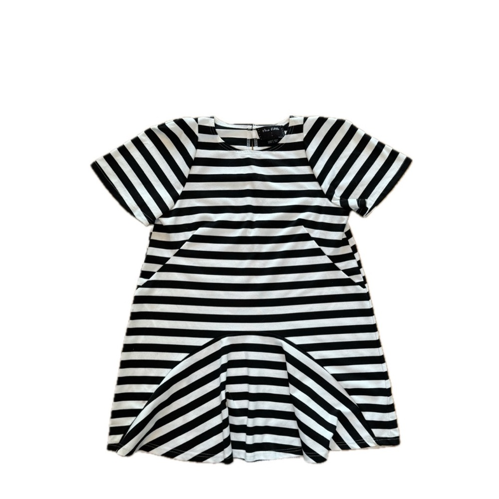 The Fifth size large Black and White Striped Dress Vintage Feels